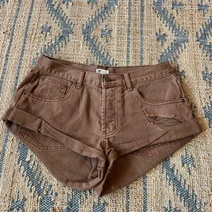 NWOT Billabong Brown Distressed Jean Extra Cheeky Shorts